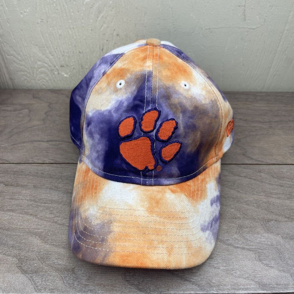 Clemson Tigers Hat New Era Adjustable  Tie-Dye Orange Paw Logo College Football